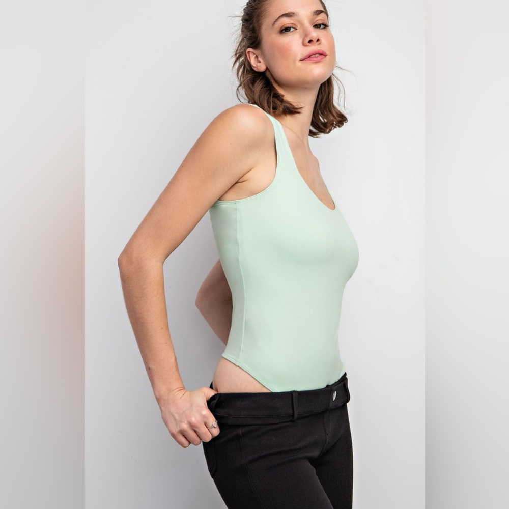 Butter Fabric Square Neckline Bodysuit in Mint